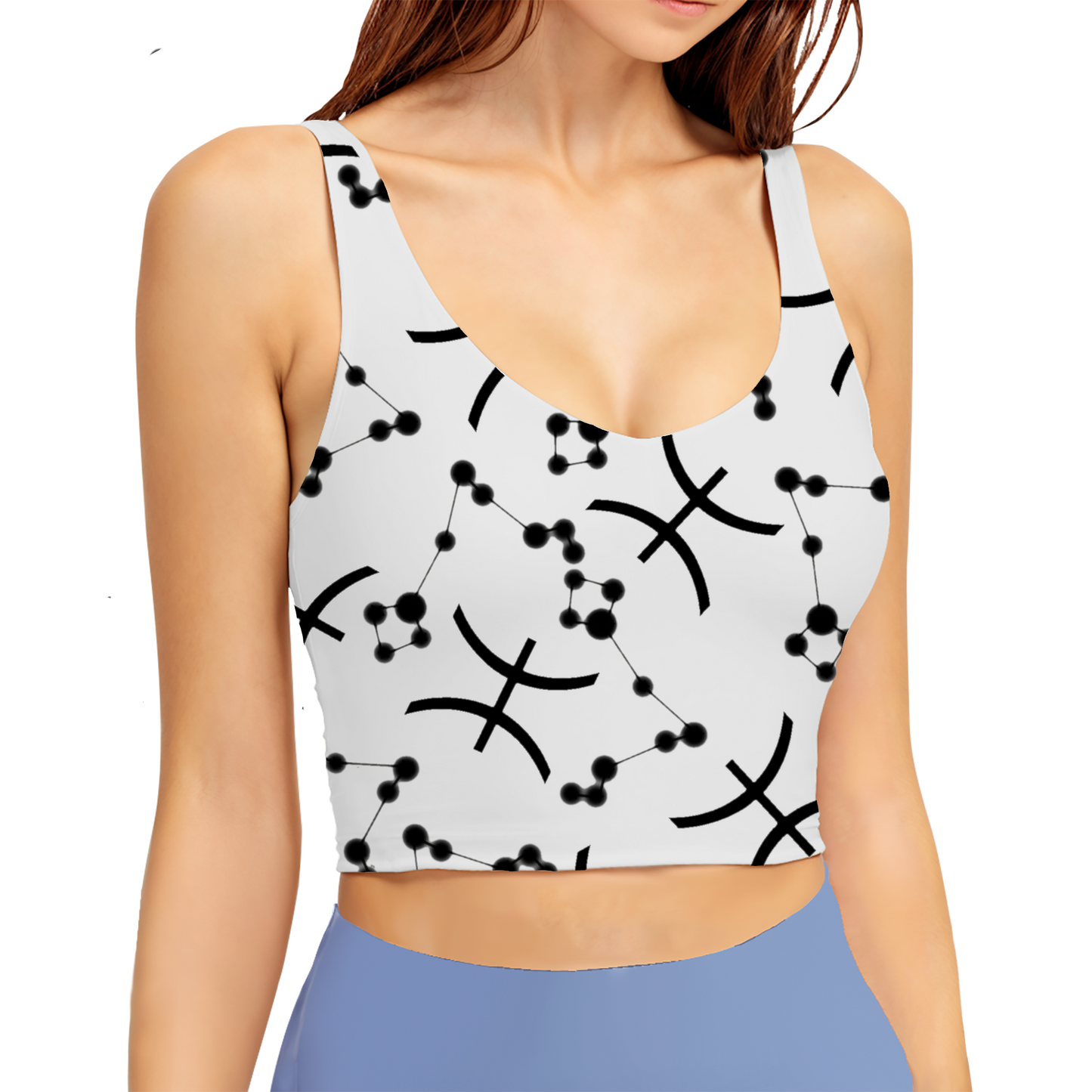 Polyester Sports Bra Pisces Zodiac Sign (AOP)