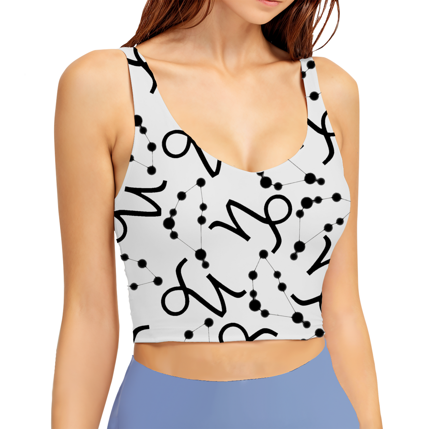 Polyester Sports Bra Capricorn Zodiac Sign (AOP)