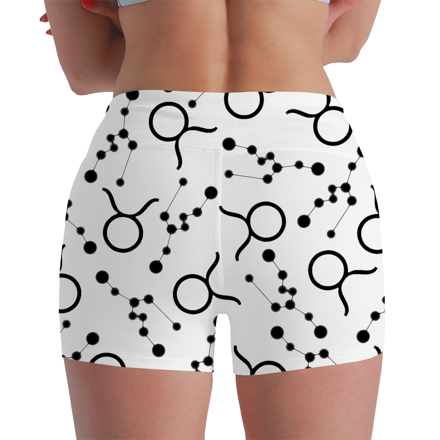 Women's Polyester Yoga Shorts with the Taurus Zodiac sign (AOP)