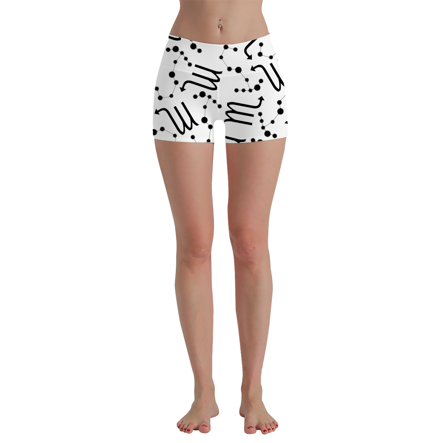 Women's Polyester Yoga Shorts with the Sagittarius Zodiac sign (AOP)