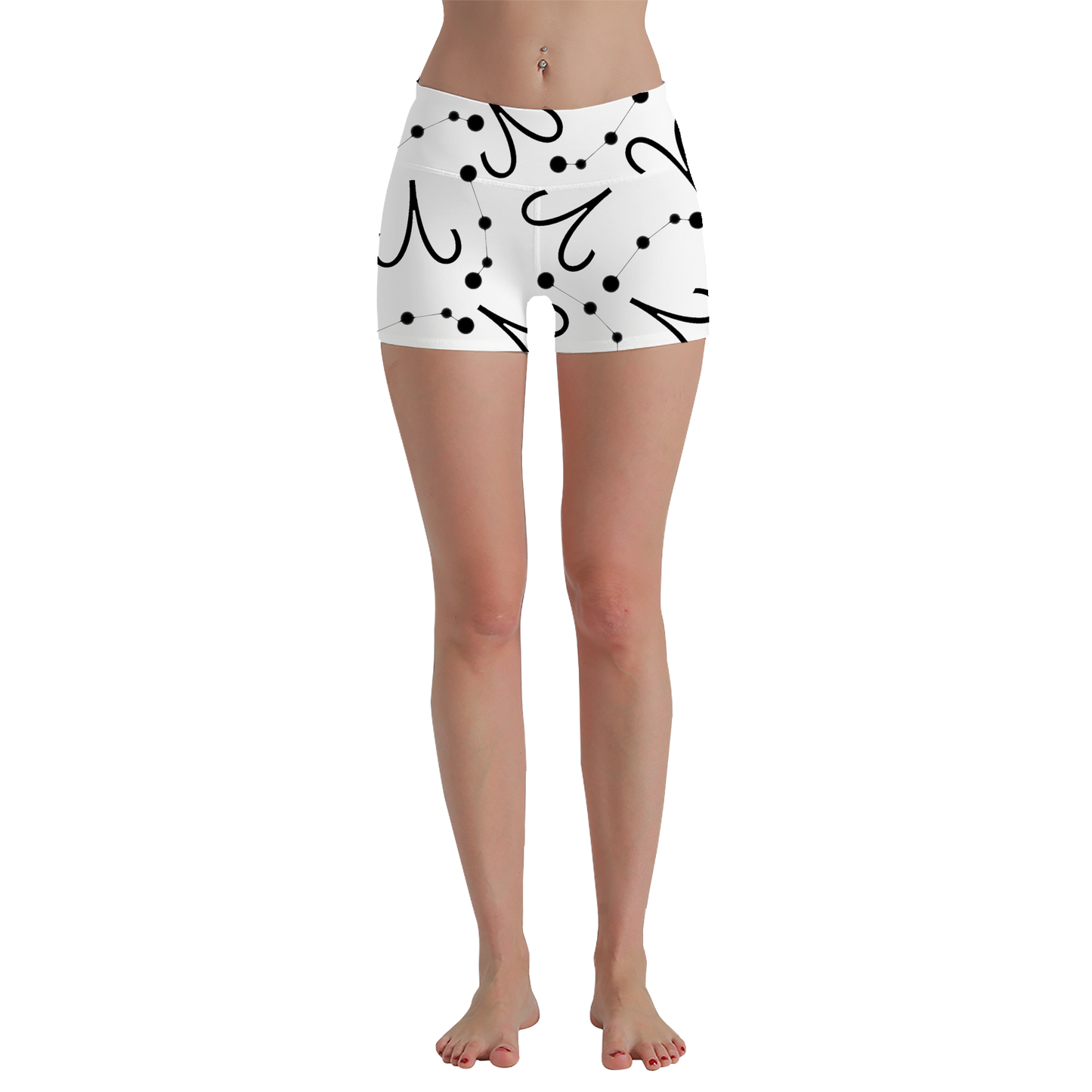 Women's Polyester Yoga Shorts with the Aries Zodiac sign (AOP)