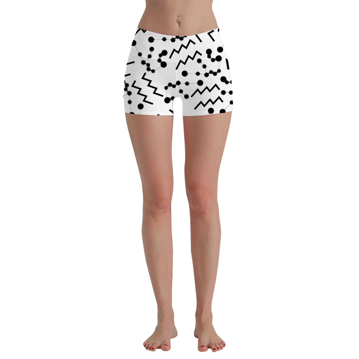 Women's Polyester Yoga Shorts with the Aquarius Zodiac sign (AOP)