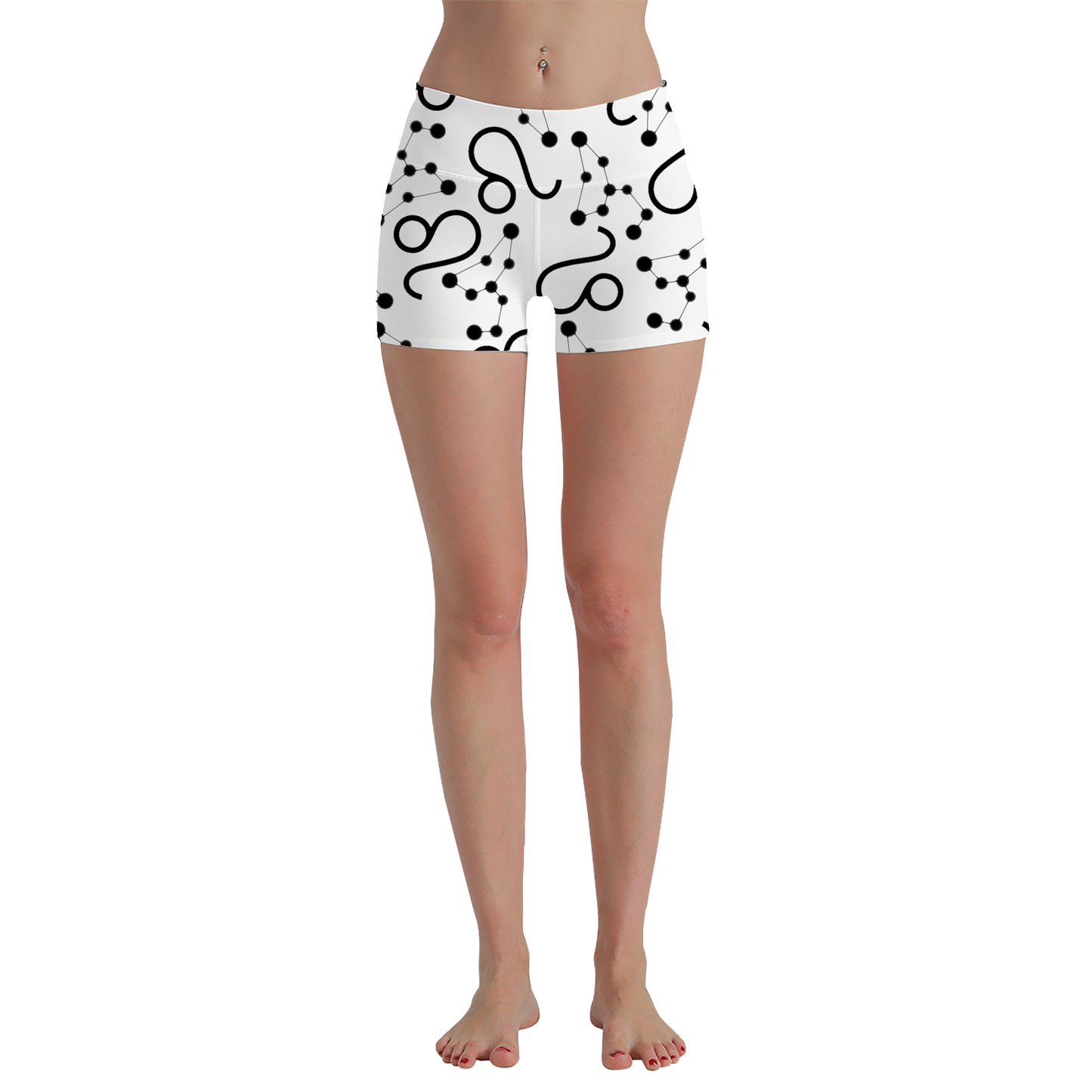 Women's Polyester Yoga Shorts with the Leo Zodiac sign (AOP)