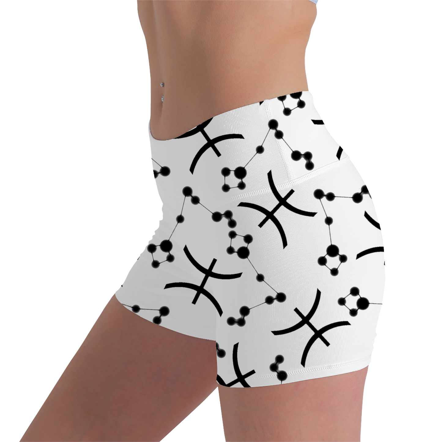 Women's Polyester Yoga Shorts with the Pisces Zodiac sign (AOP)
