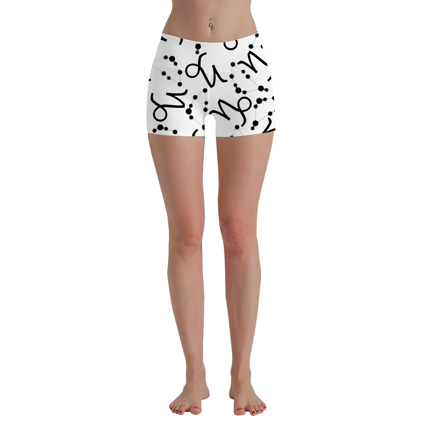 Women's Polyester Yoga Shorts with the Capricorn Zodiac sign (AOP)