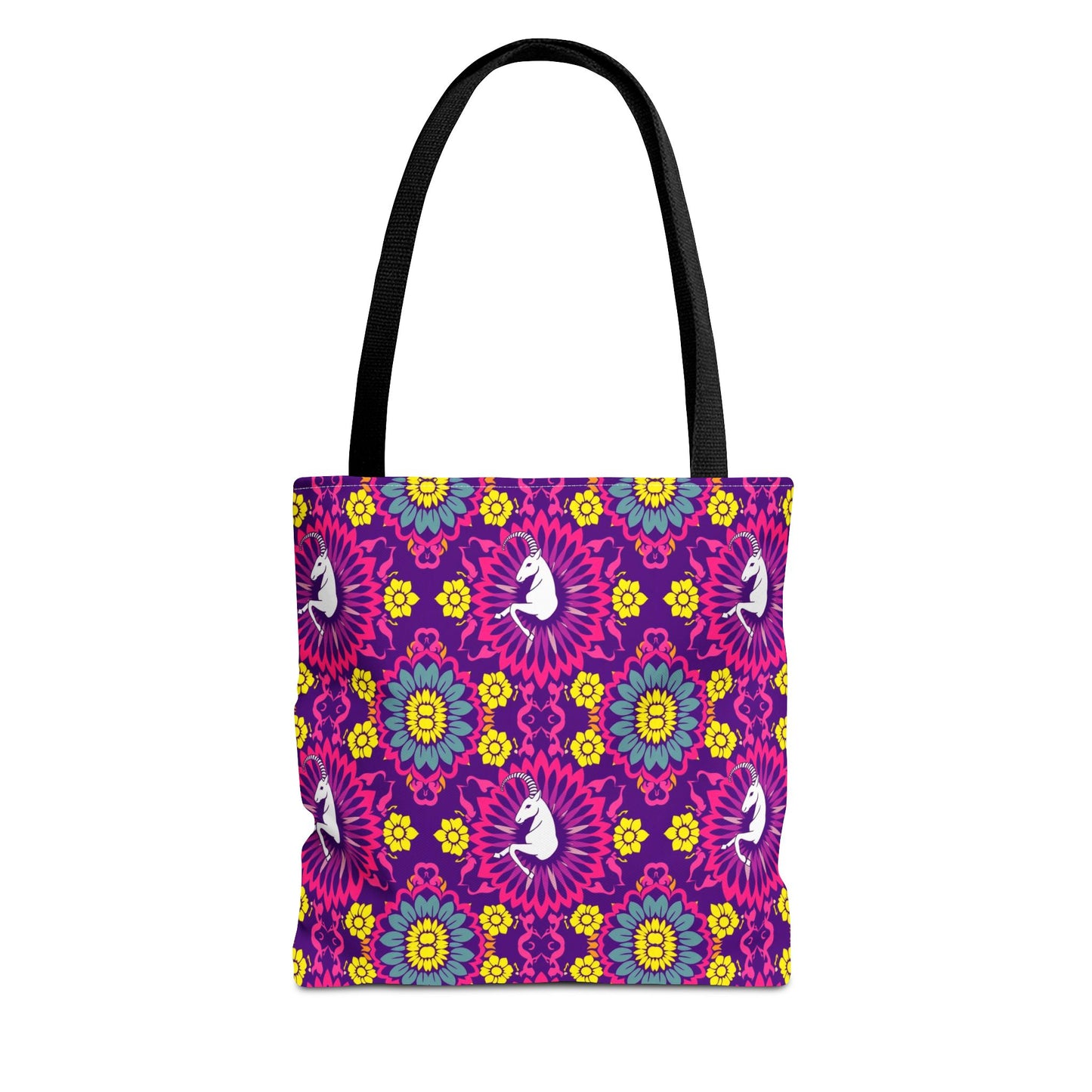 Tote Bag, (AOP), Capricorn, Zodiac v5, Flower Pattern
