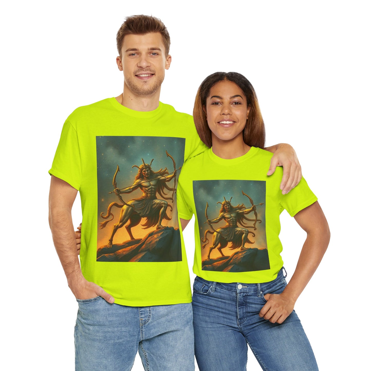 Unisex Heavy Cotton T-Shirt, Arrow Centaur v1, Sagittarius Zodiac Design