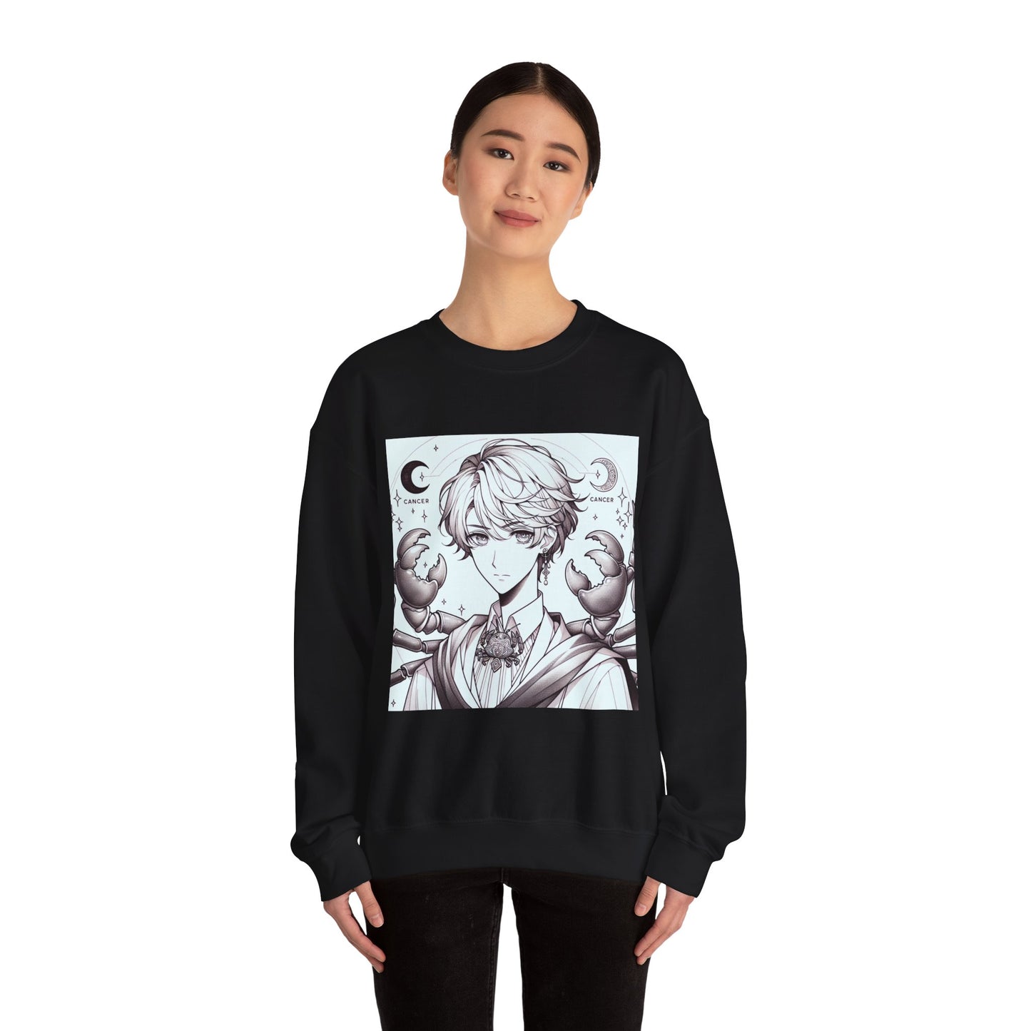 Unisex Heavy Blend™ Crewneck Sweatshirt,Two Moon, Cancer Zodiac Design