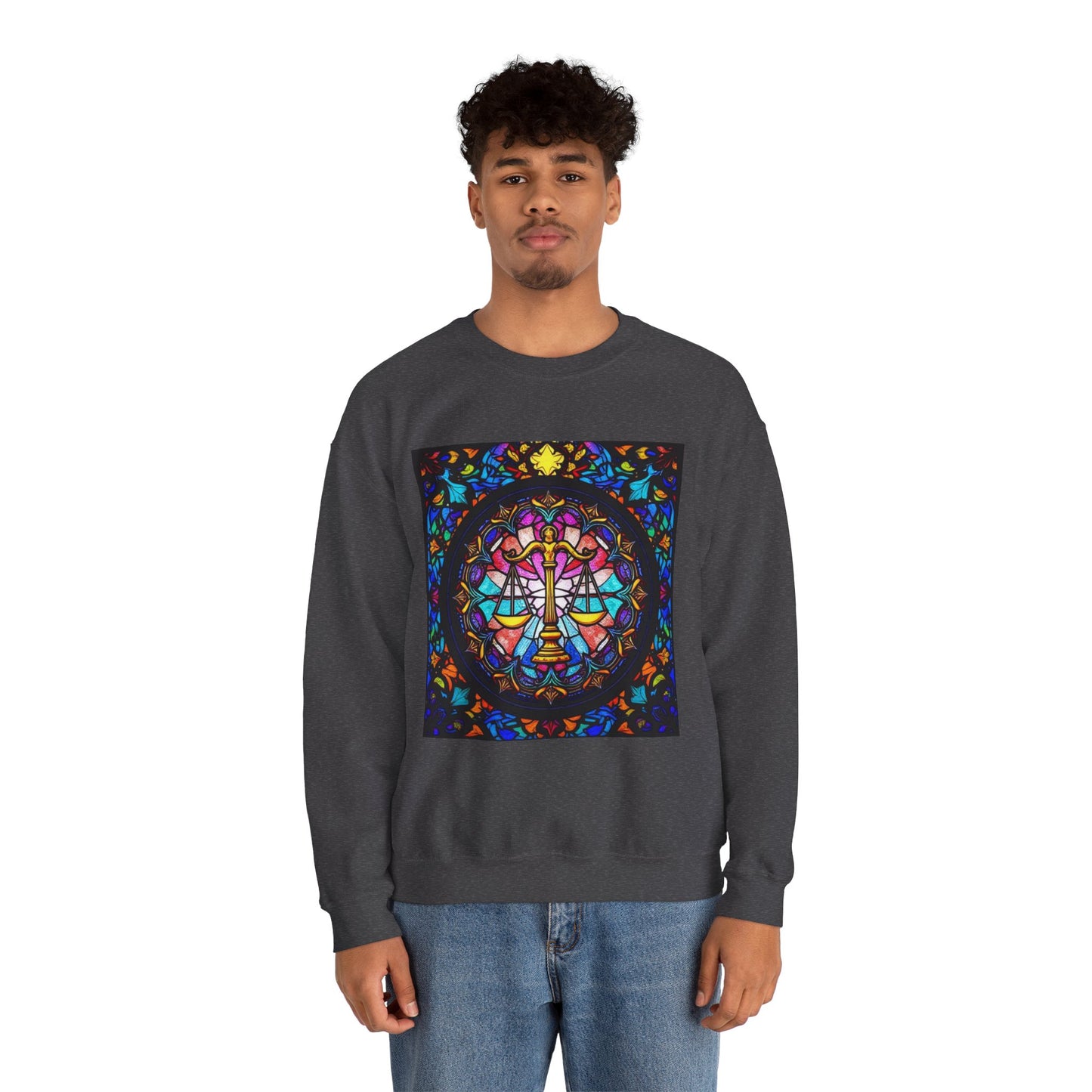Unisex Heavy Blend™ Crewneck Sweatshirt, Glass 1, Libra Zodiac Design