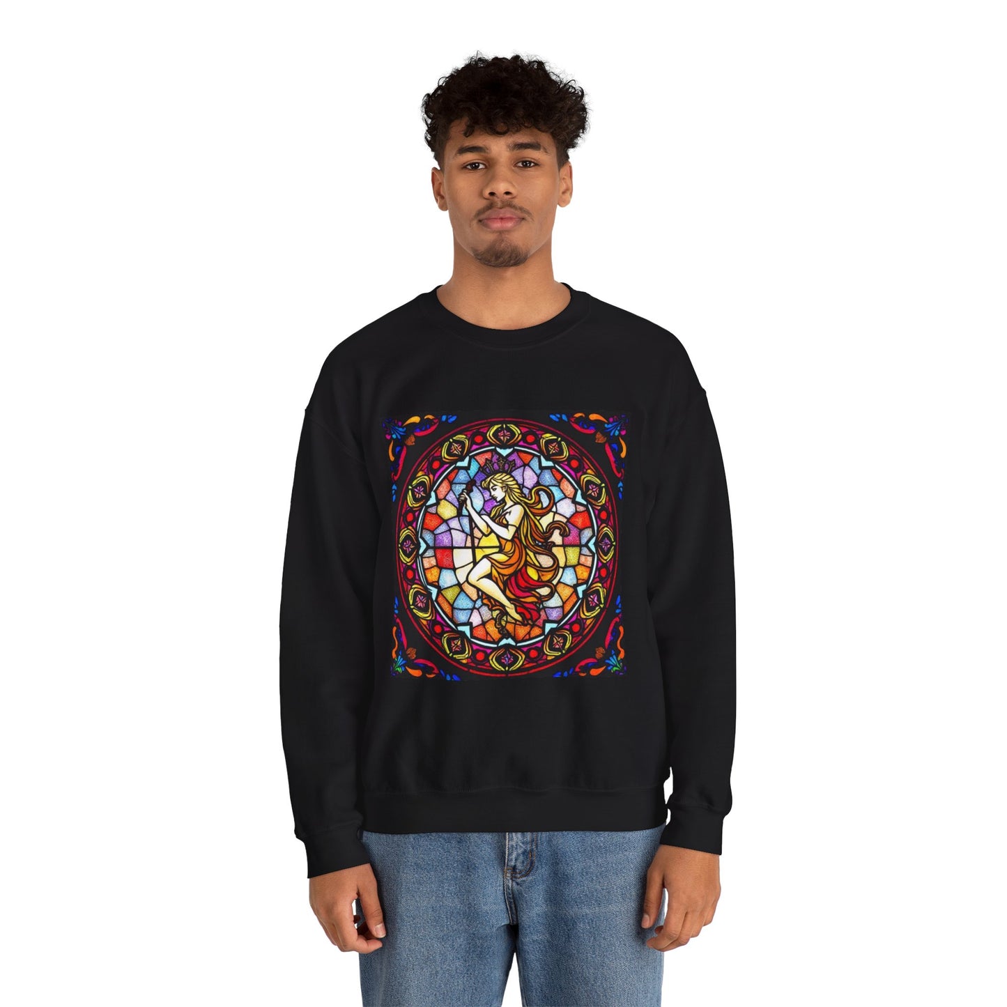 Unisex Heavy Blend™ Crewneck Sweatshirt, Glass, Virgo Zodiac Design