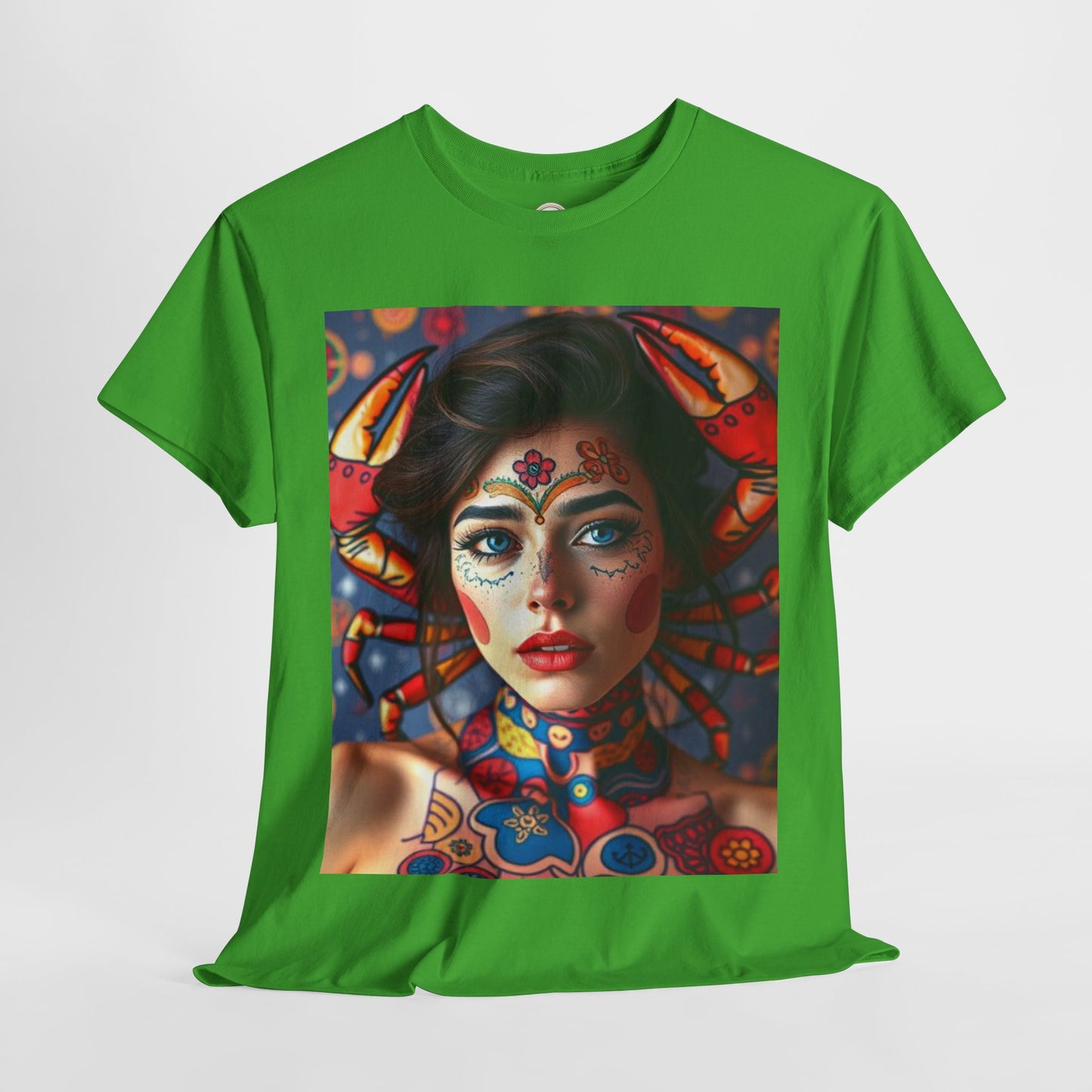 Unisex Heavy Cotton T-Shirt, Cancer, Zodiac v1, Sexy Art