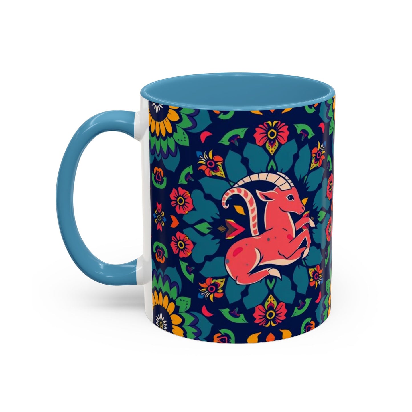Accent Coffee Mug, Capricorn, Zodiac, Flower Pattern, (11, 15oz)