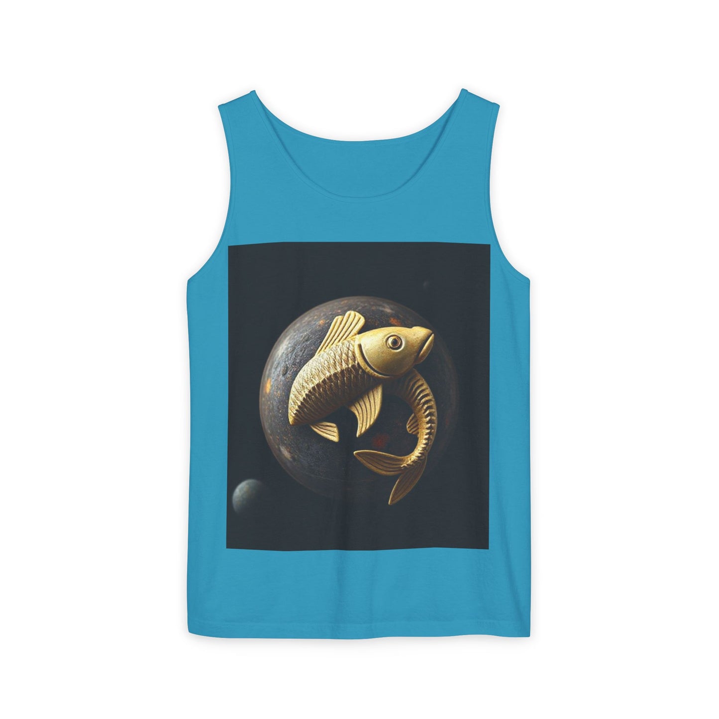 Unisex Garment-Dyed, Tank Top, Pisces Design, Space Animal v1, 100% US cotton