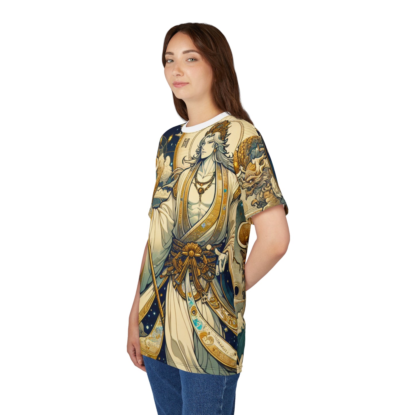 Unisex Cut & Sew T-Shirt (AOP), Anime Character, Capricorn Zodiac Design, Regular fit, 100% Polyester