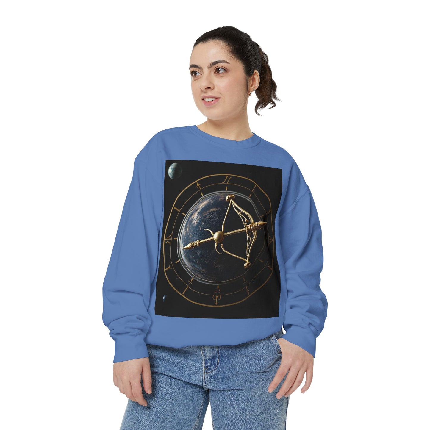 Garment-Dyed Sweatshirt, Unisex, Space Symbol Design v1, Sagittarius