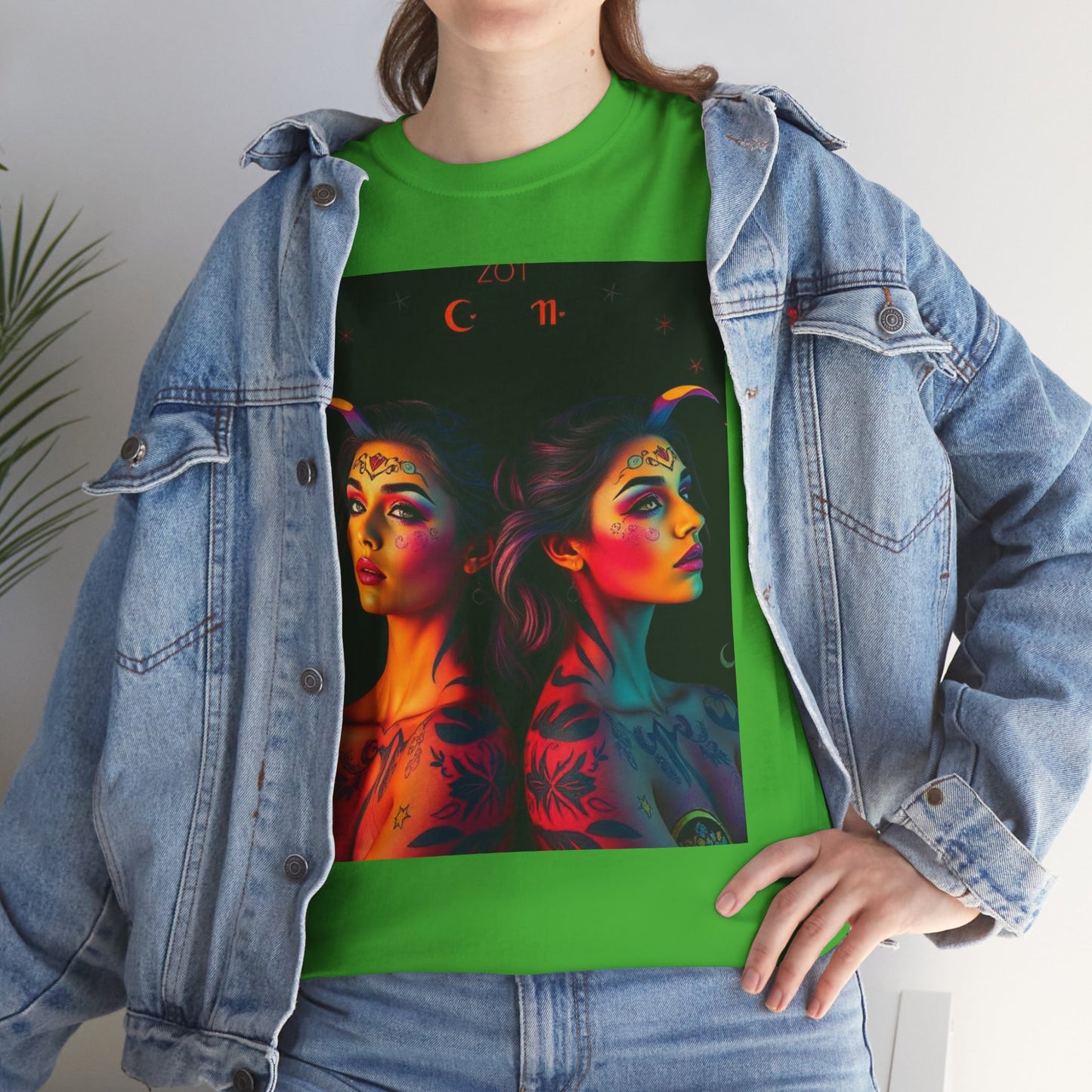 Unisex Heavy Cotton T-Shirt, Gemini, Zodiac, Sexy Art