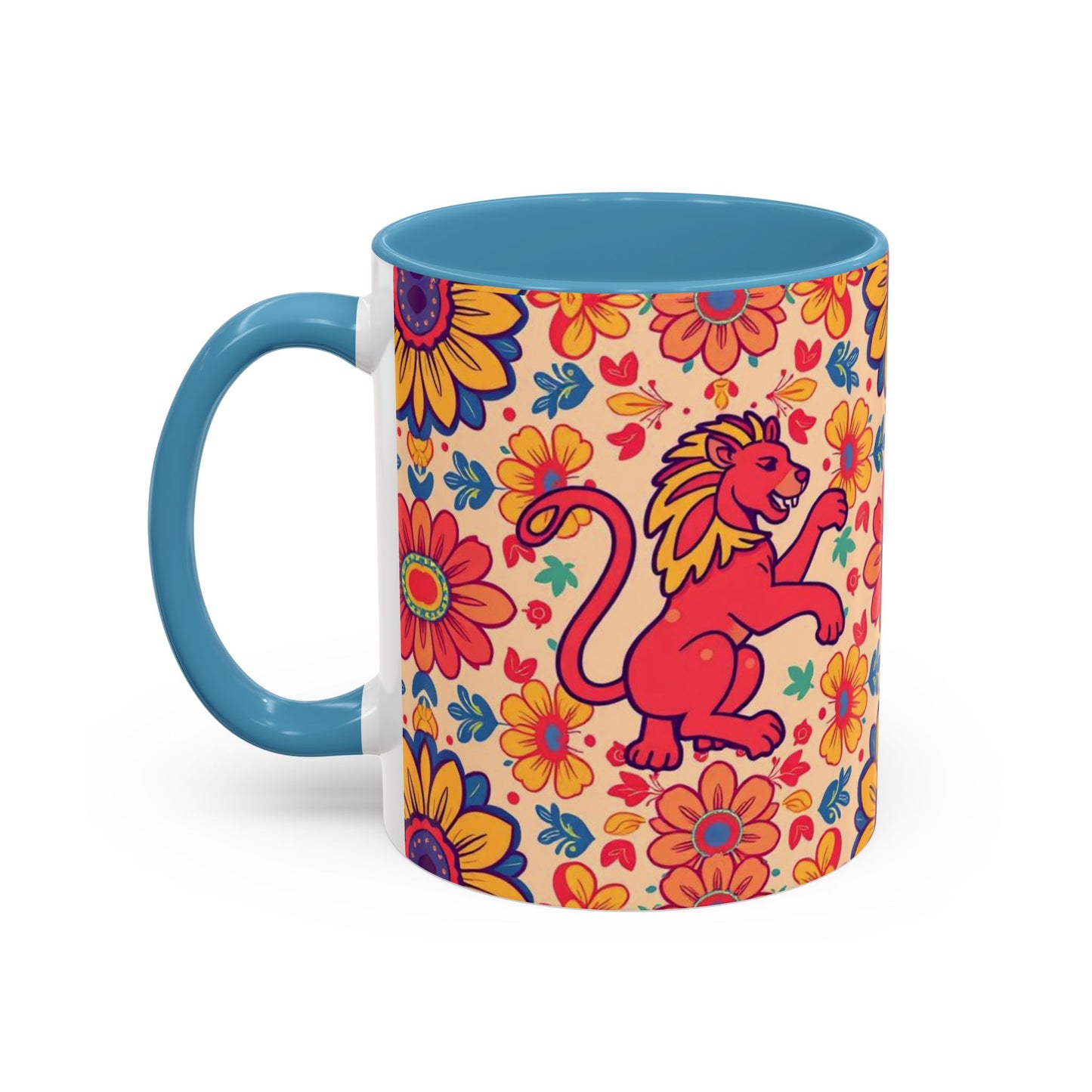 Accent Coffee Mug, Leo, Zodiac, Flower Pattern, (11, 15oz)