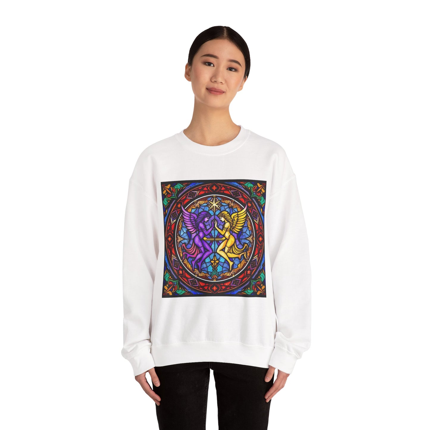 Unisex Heavy Blend™ Crewneck Sweatshirt, Glass, Gemini Zodiac Design
