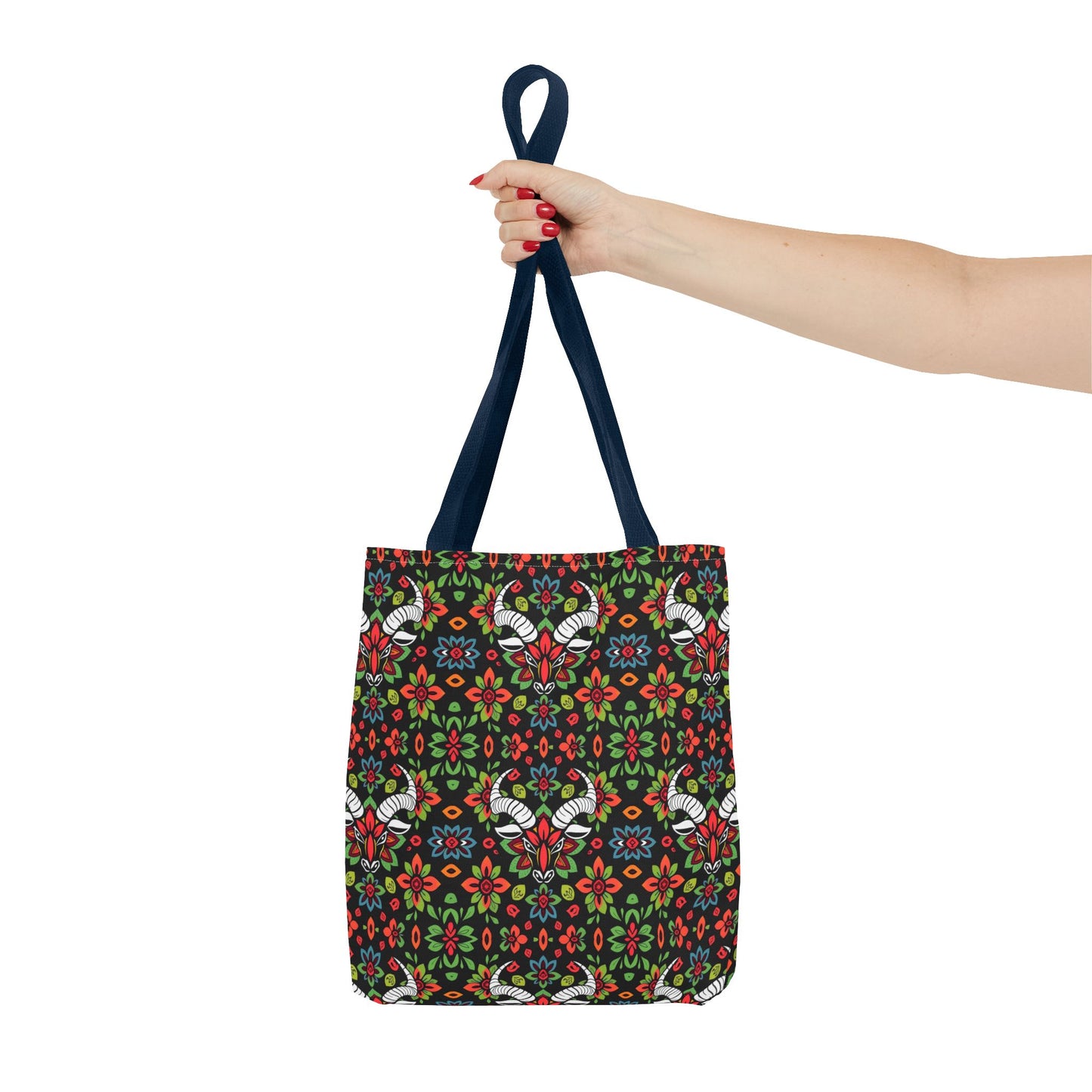 Tote Bag (AOP), Taurus, Zodiac v1, Flower Pattern