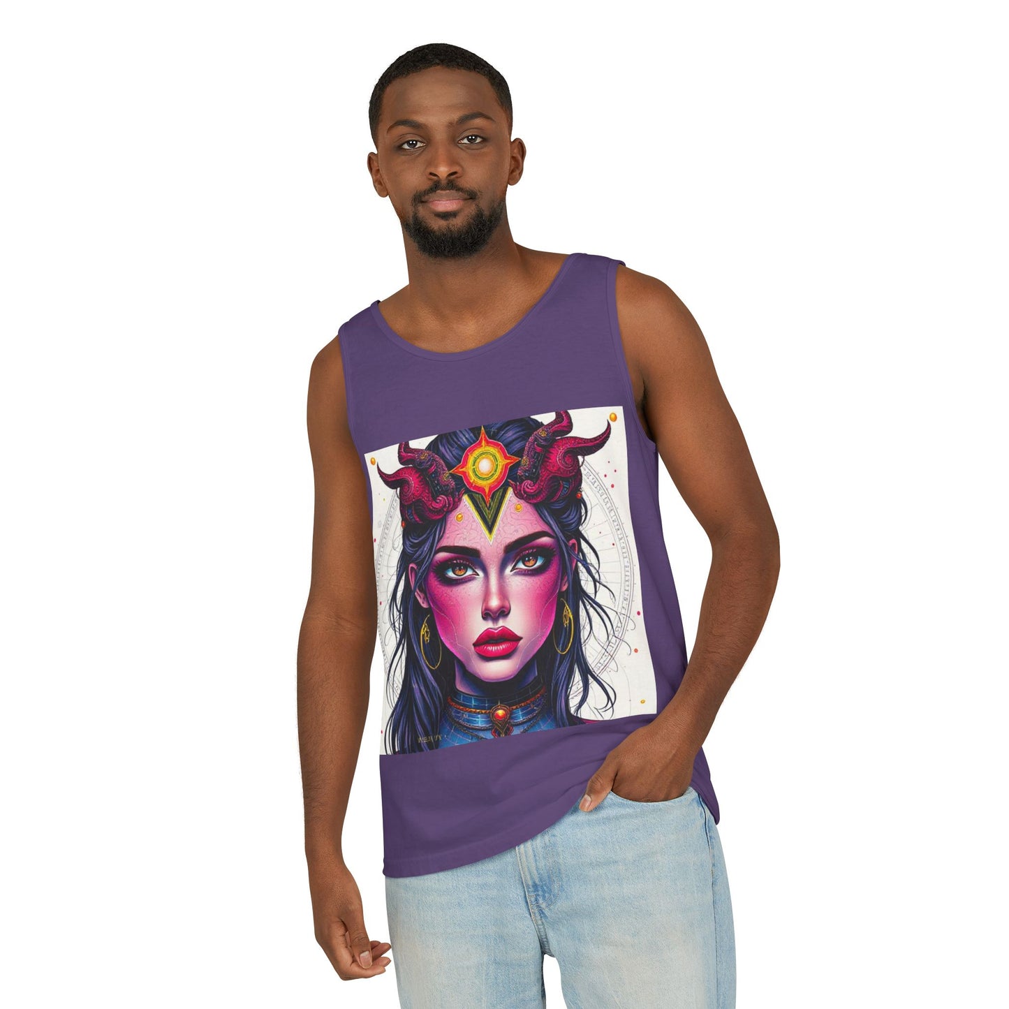 Unisex Garment-Dyed, Tank Top, Virgo Design, Pop Art, 100% US cotton