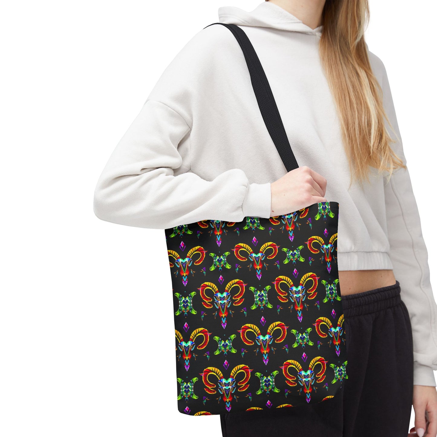 Tote Bag (AOP), Aries, Zodiac, Jewel Pattern
