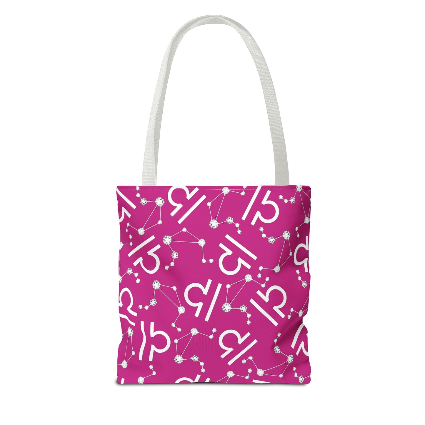 Tote Bag, Libra Zodiac Sign, AOP, (Pink, White)