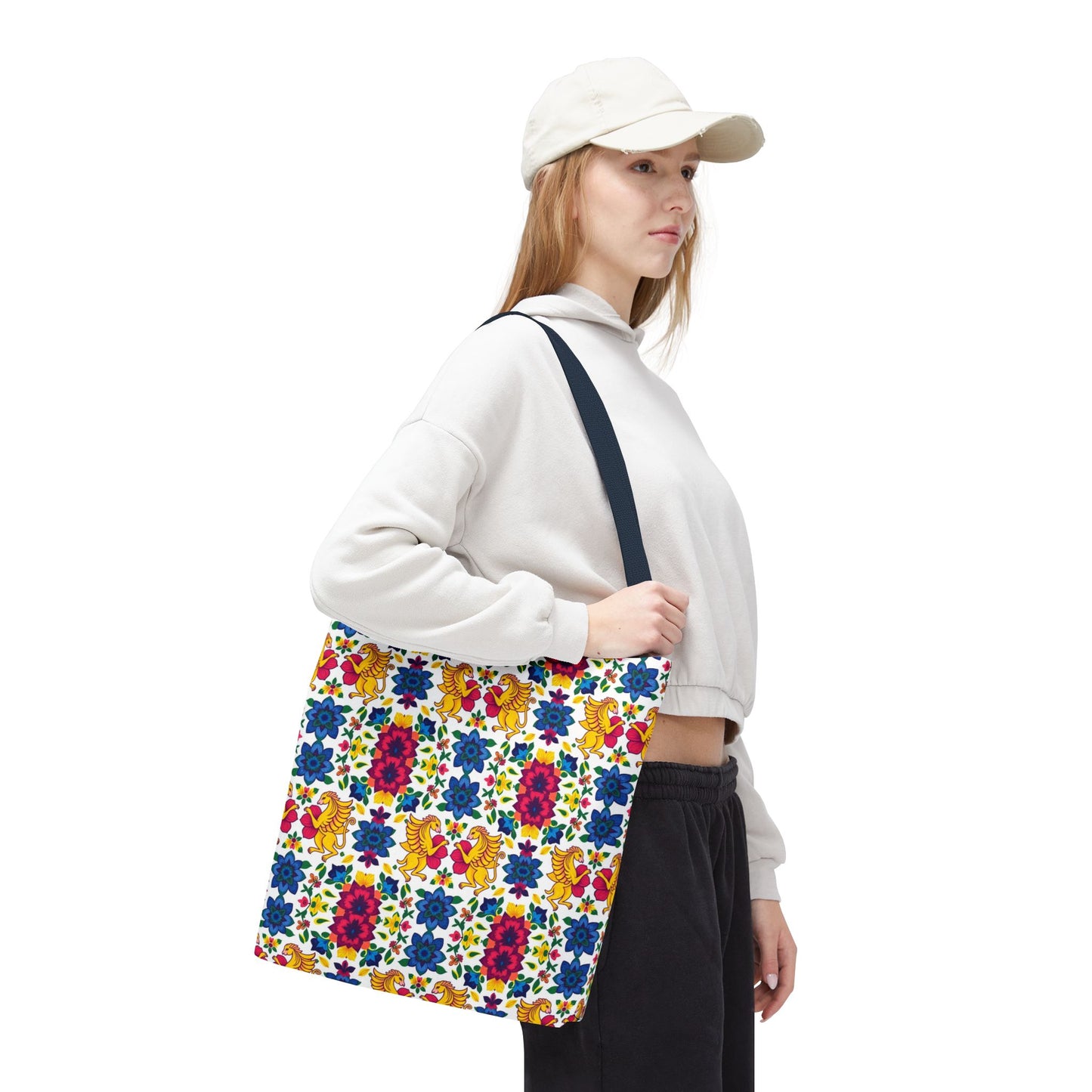 Tote Bag (AOP), Gemini, Zodiac, Flower Pattern