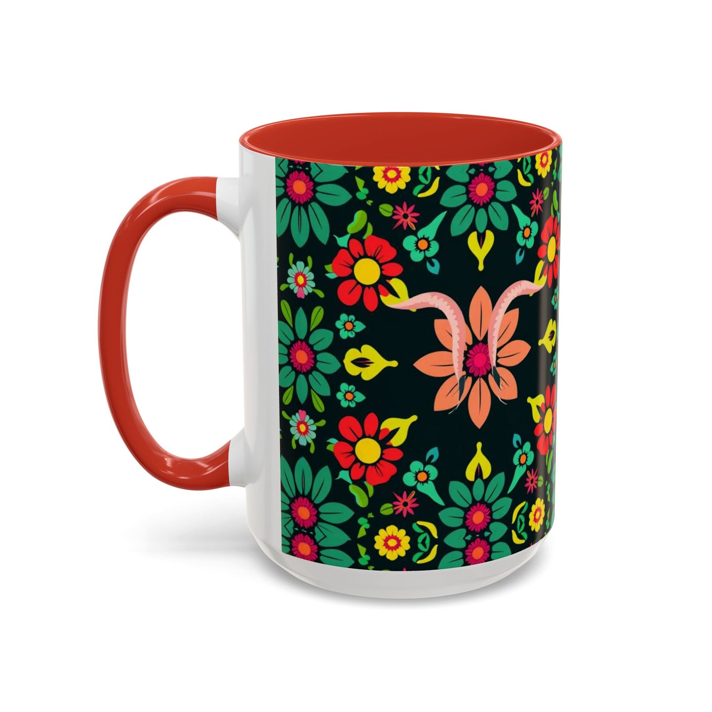 Accent Coffee Mug, Aquarius, Zodiac v4, Flower Pattern, (11, 15oz)