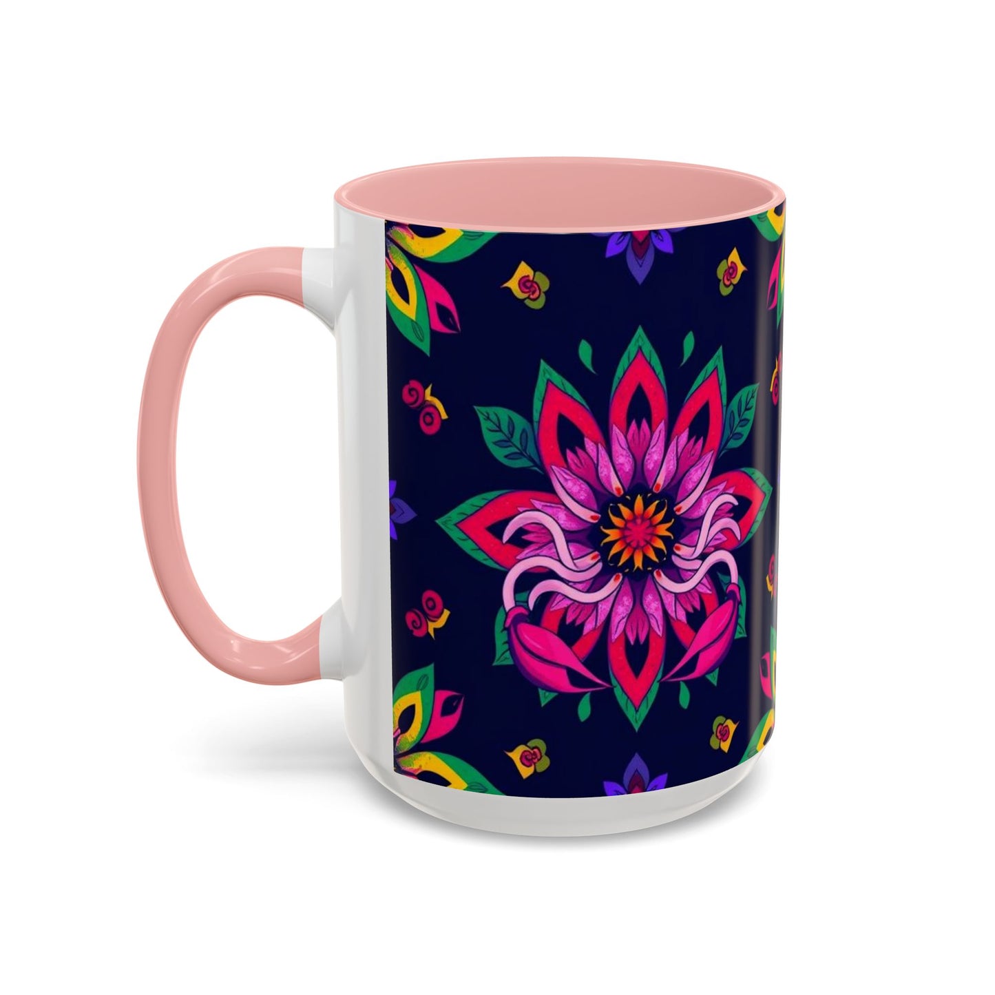 Accent Coffee Mug, Scorpio, Zodiac v4. Flower Pattern, (11, 15oz)