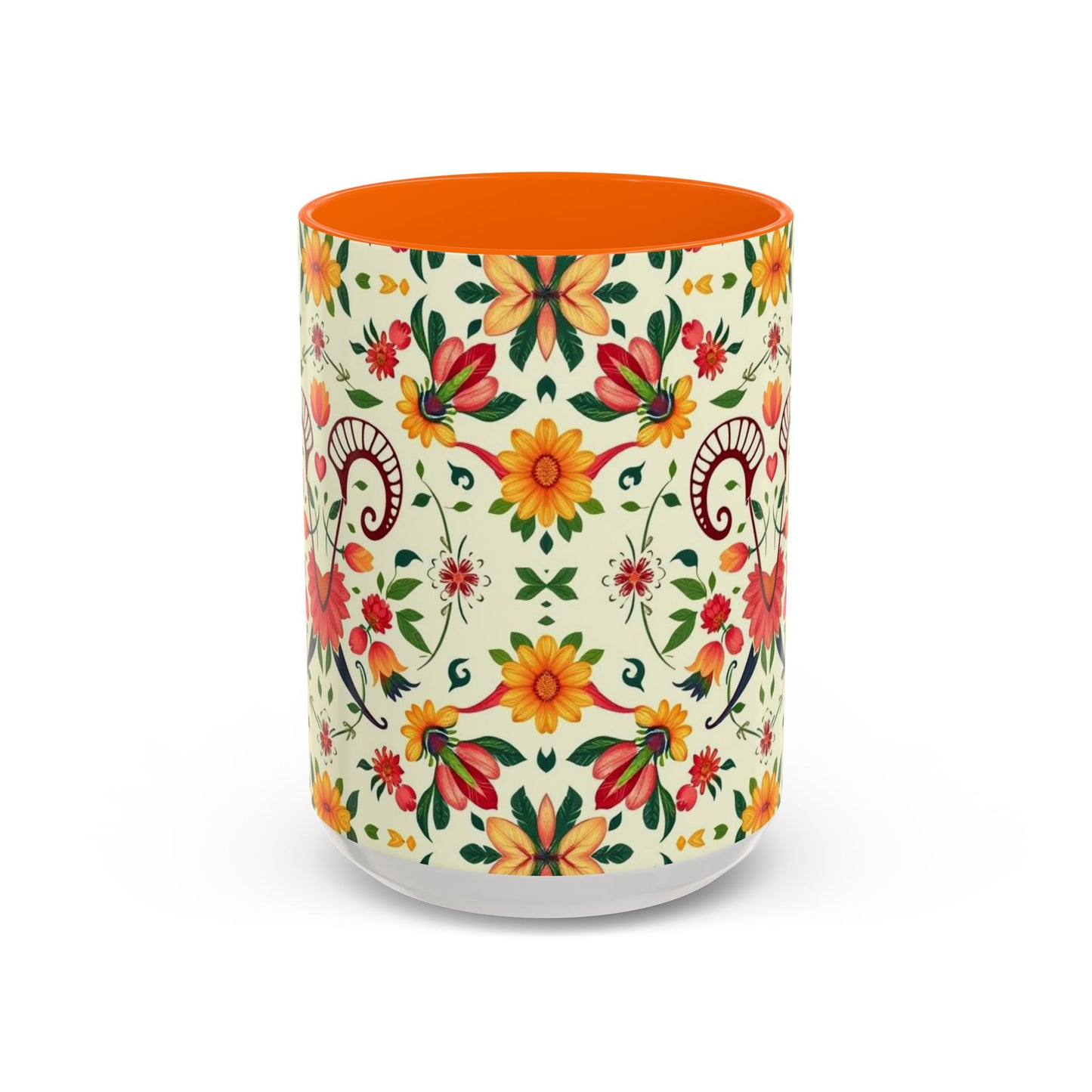 Accent Coffee Mug, Aries, Zodiac, Flower Pattern, (11, 15oz)