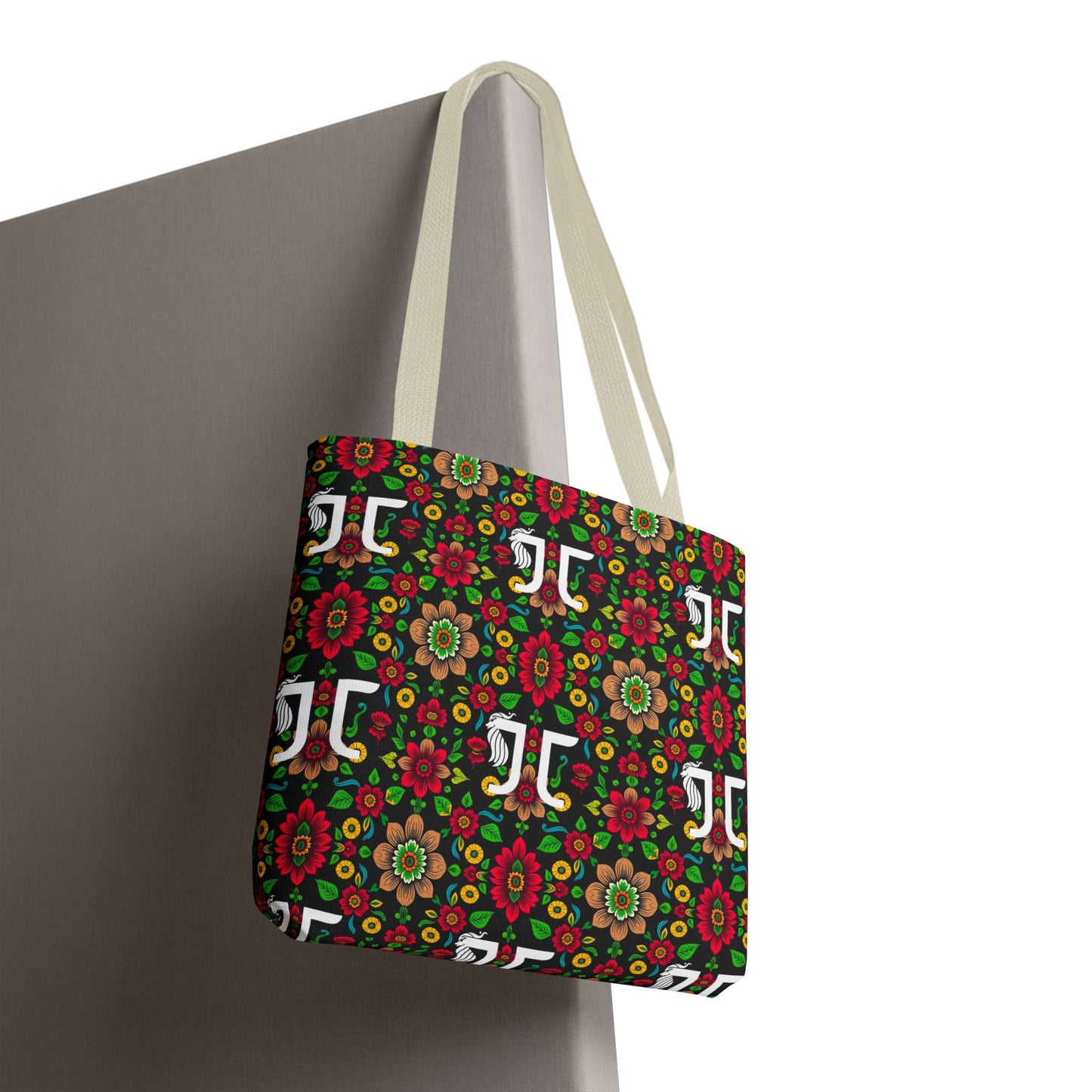 Tote Bag, (AOP), Gemini, Zodiac, Flower Pattern
