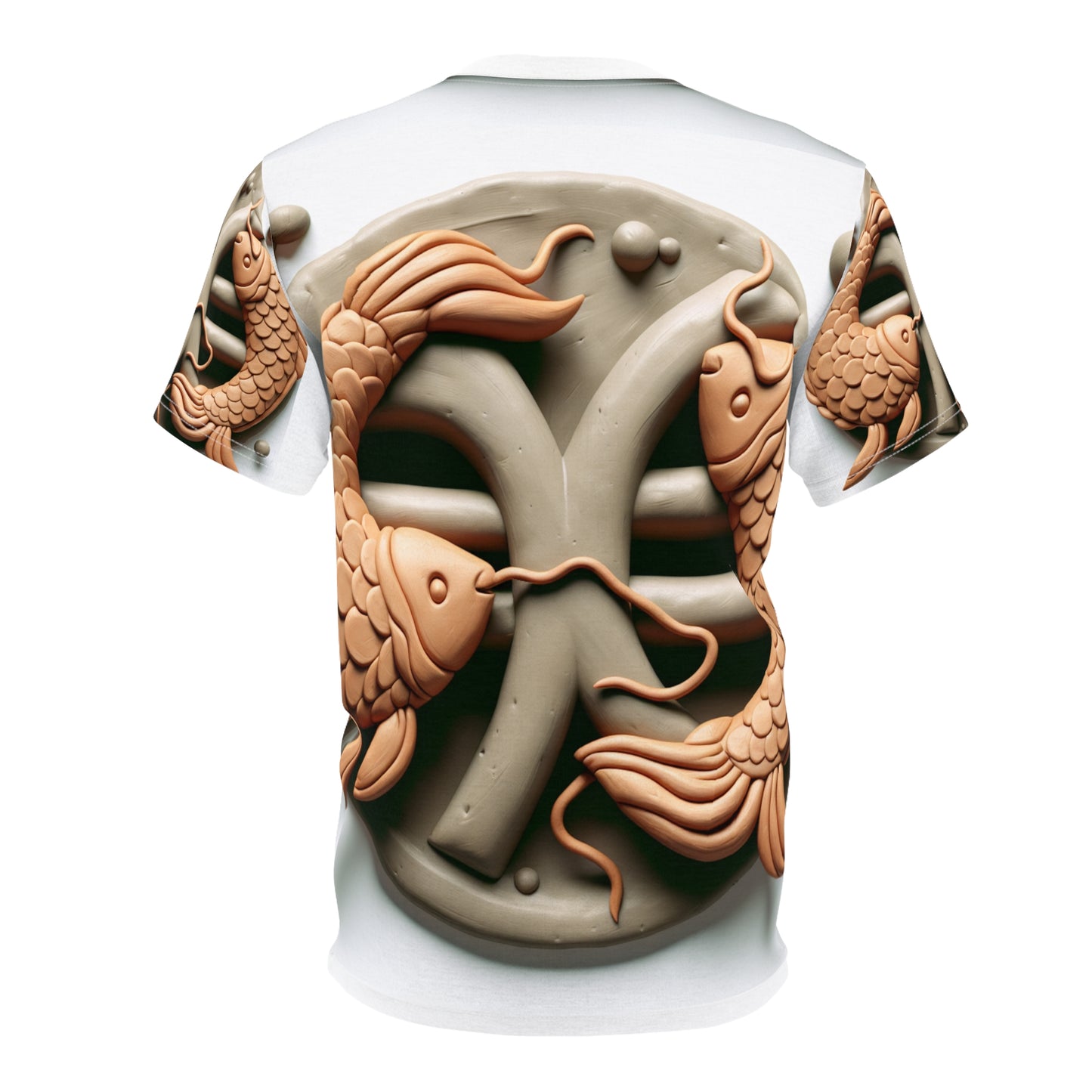 Unisex Cut & Sew T-Shirt (AOP), Catfish, Pisces Zodiac Design, Regular fit, 100% Polyester