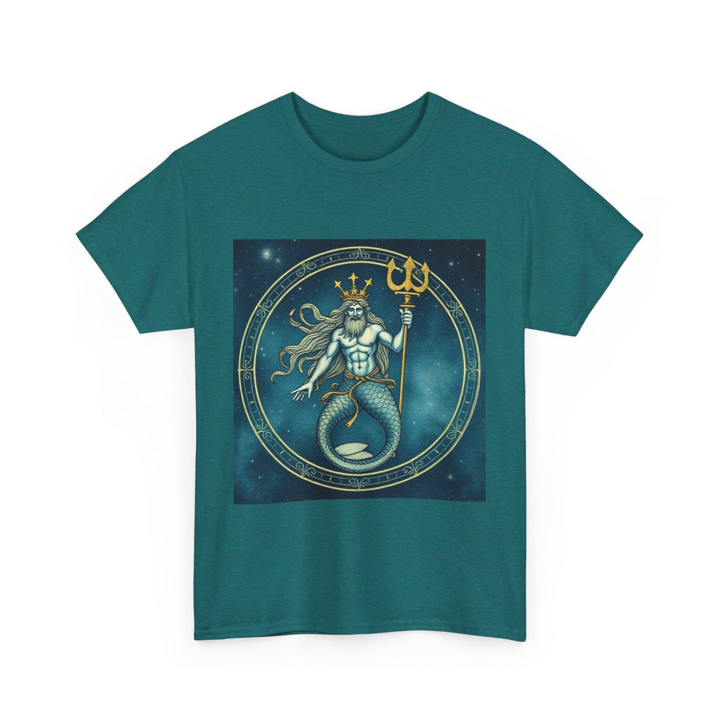 Unisex Heavy Cotton T-Shirt, Aquarius God 6v, Zodiac Design