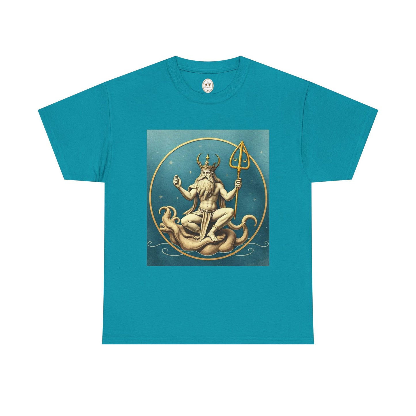Unisex Heavy Cotton T-Shirt, Aquarius God 2v, Zodiac Design
