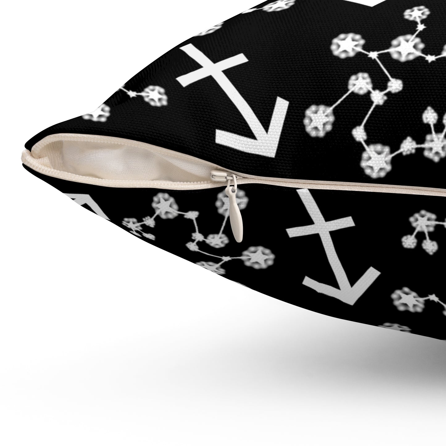 Zodiac Spun Polyester Square Pillow Sagittarius Zodiac Sign Black Pillow
