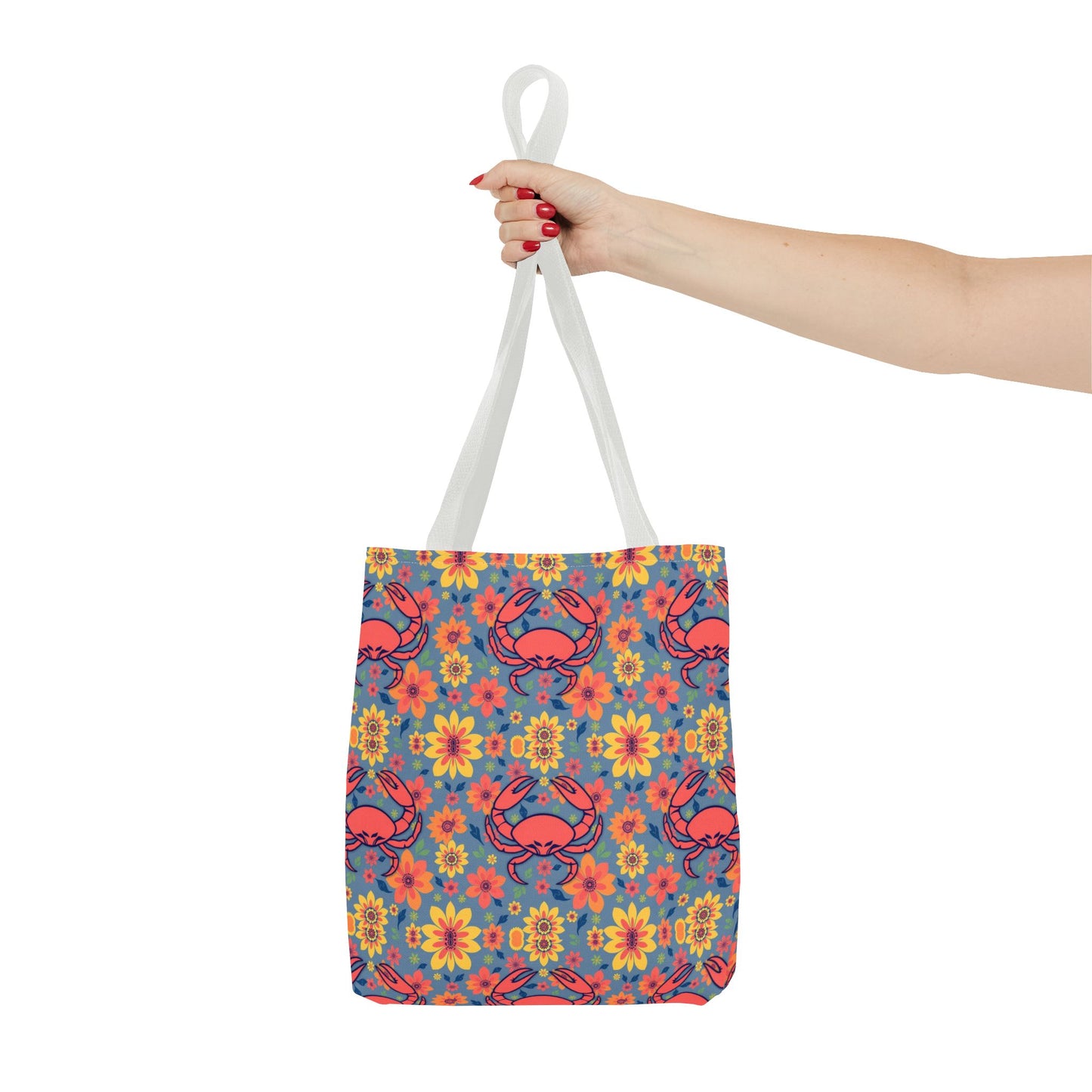 Tote Bag, (AOP), Cancer, Zodiac v3, Flower Pattern