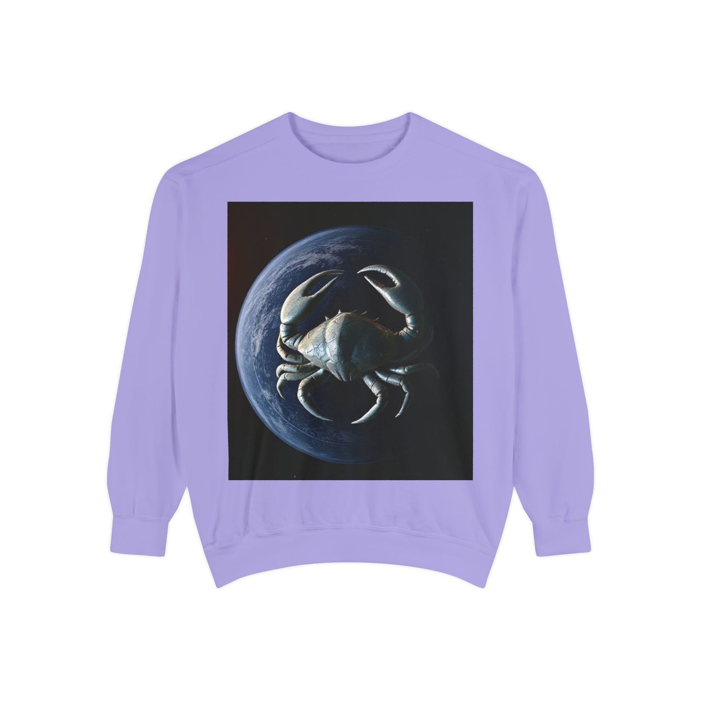 Garment-Dyed Sweatshirt, Unisex, Space Animal Design, Cancer