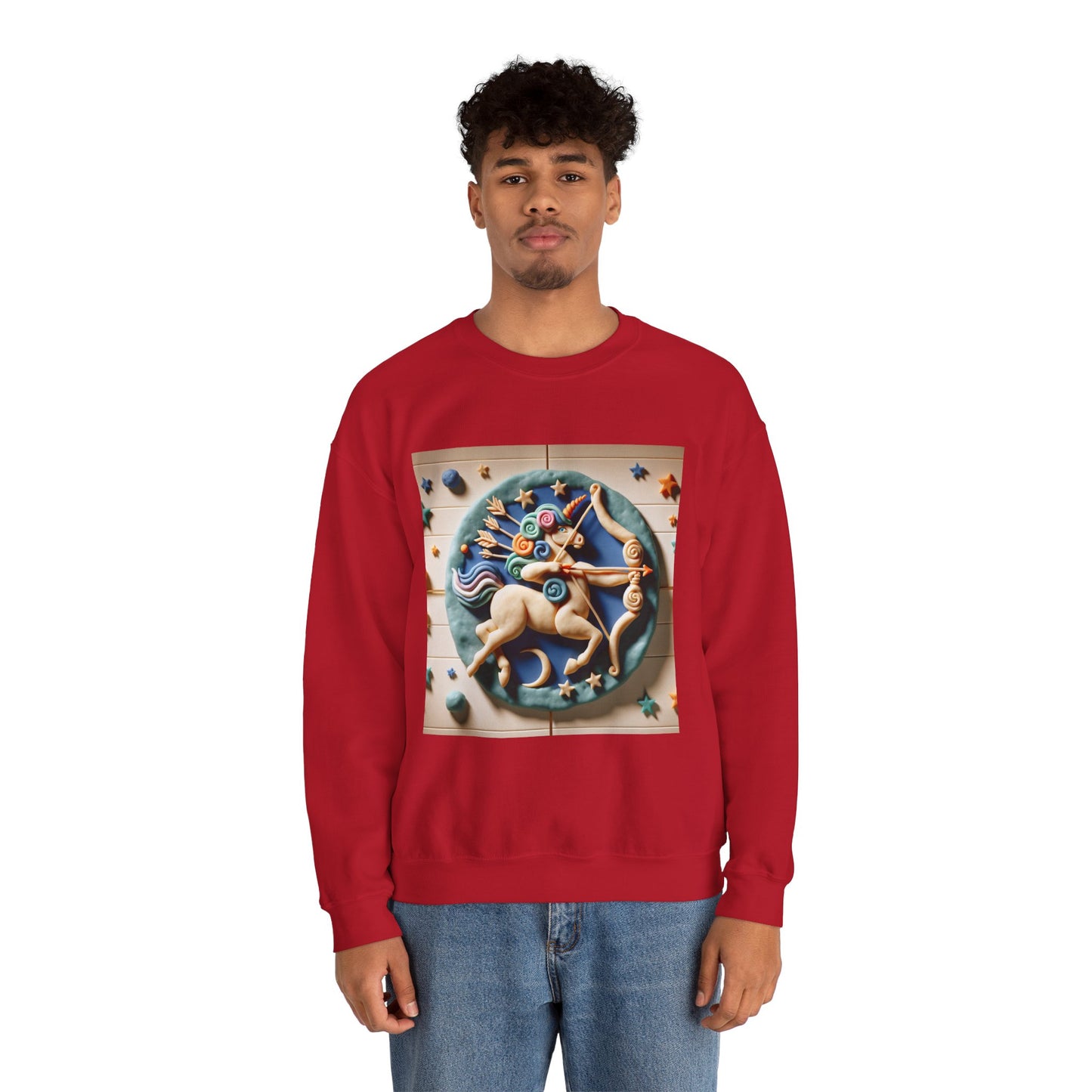 Unisex Heavy Blend™ Crewneck Sweatshirt, Colorful Horse, Sagittarius Zodiac Design