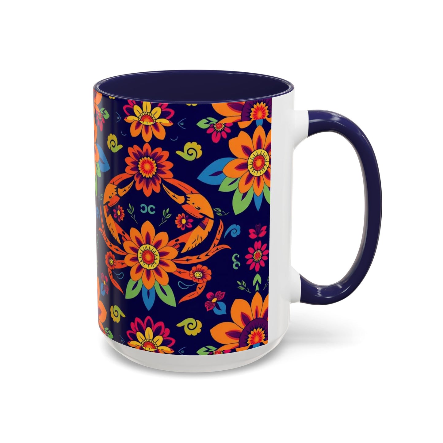 Accent Coffee Mug, Cancer, Zodiac, Flower Pattern, (11, 15oz)
