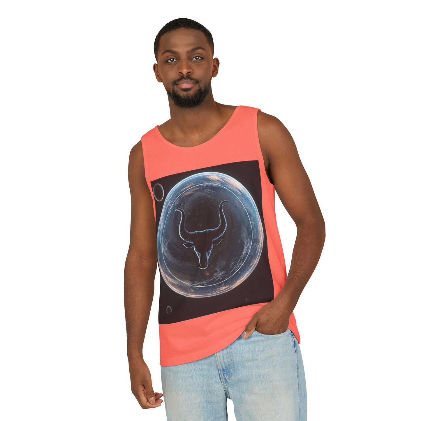 Unisex Garment-Dyed, Tank Top, Taurus Design, Planet Animal v1, 100% US cotton