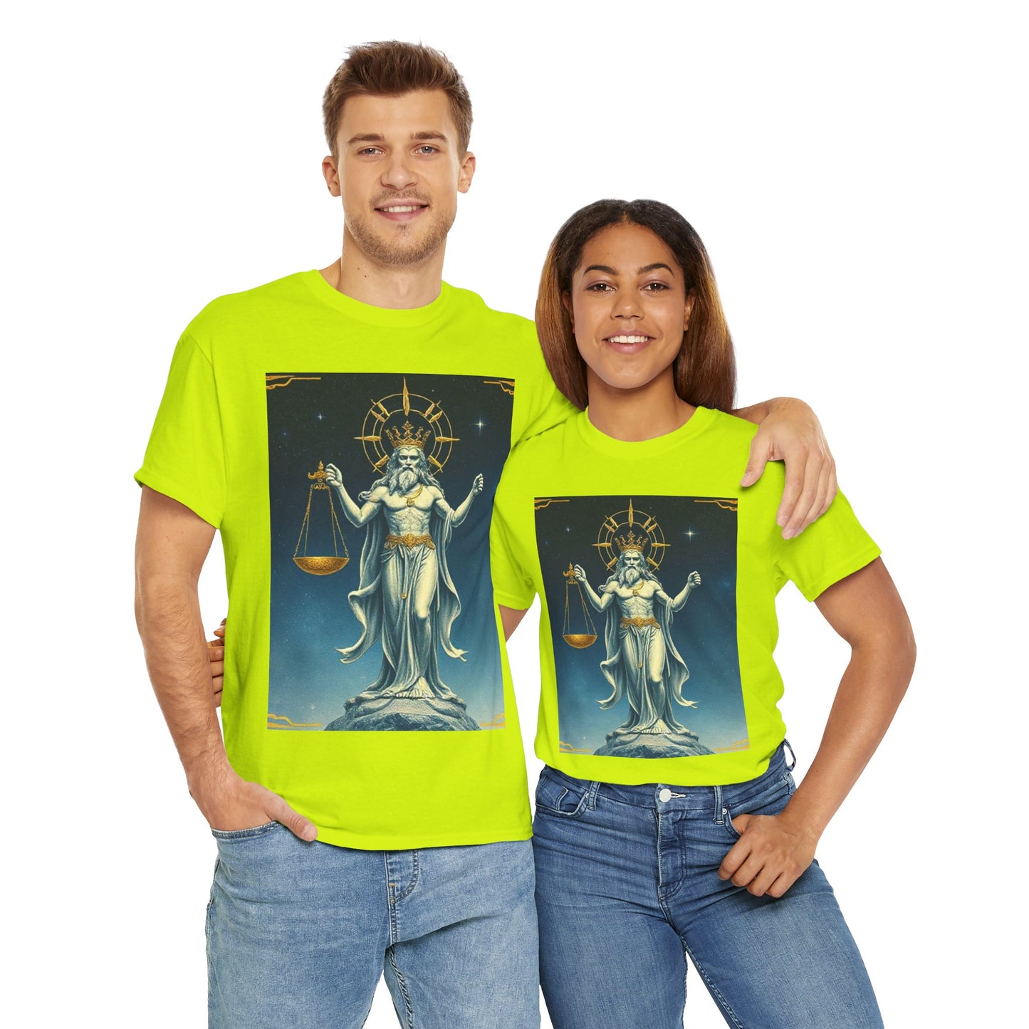 Unisex Heavy Cotton T-Shirt Space v2, Libra God, Zodiac Design