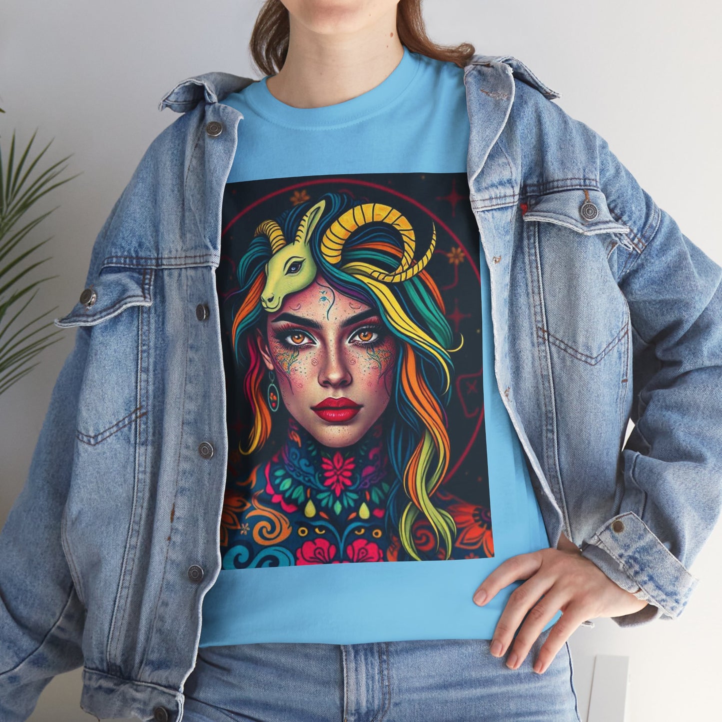 Unisex Heavy Cotton T-Shirt, Capricorn, Zodiac v2, Sexy Art