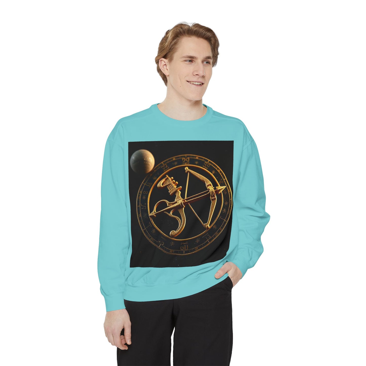 Garment-Dyed Sweatshirt, Unisex, Space Symbol Design, Sagittarius