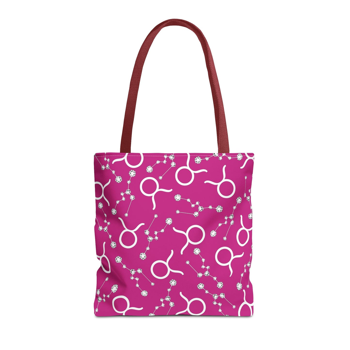 Tote Bag, Taurus Zodiac Sign, AOP, (Pink, White)