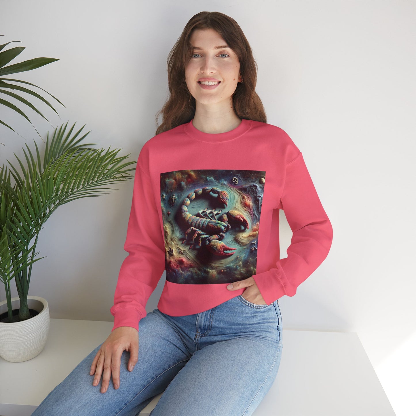 Unisex Heavy Blend™ Crewneck Sweatshirt, Trippy Mist Scorpion, Scorpio Zodiac Design