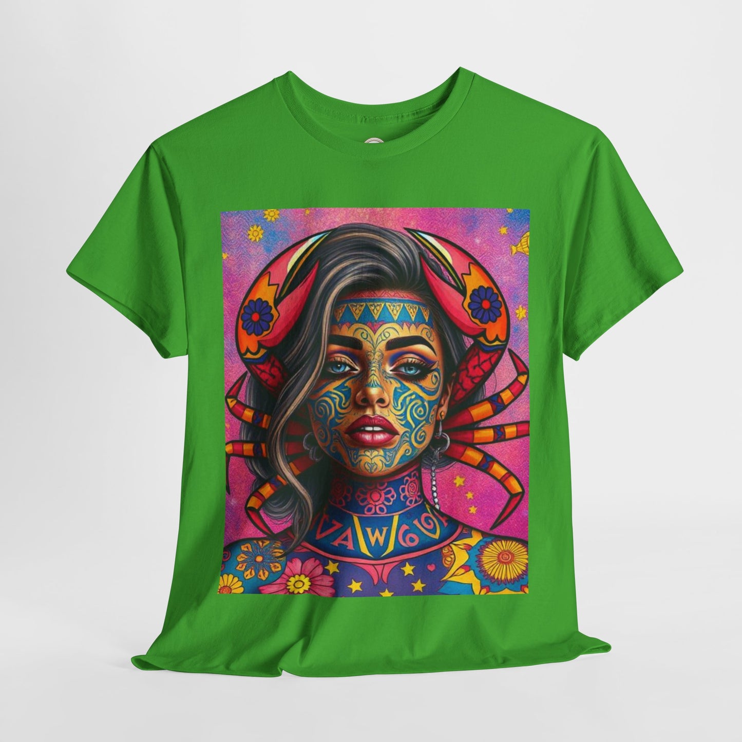 Unisex Heavy Cotton T-Shirt, Cancer, Zodiac v3, Sexy Art
