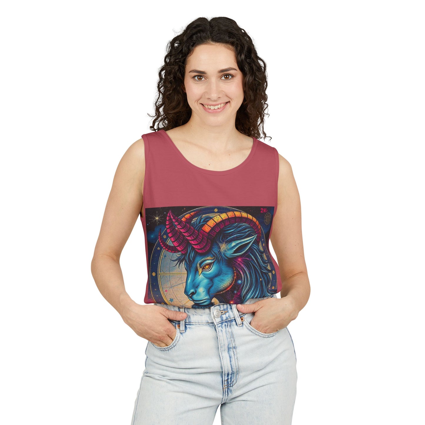 Unisex Garment-Dyed, Tank Top, Capricorn, Pop Art, 100% US cotton