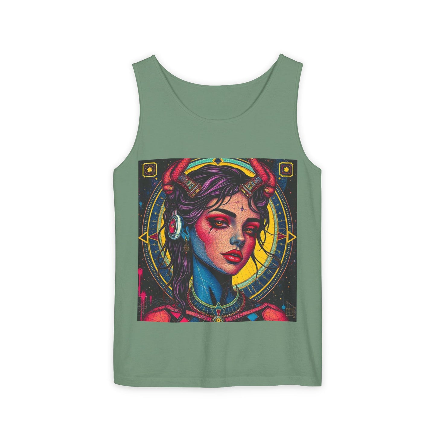 Unisex Garment-Dyed, Tank Top, Scorpio Design, Pop Art, 100% US cotton