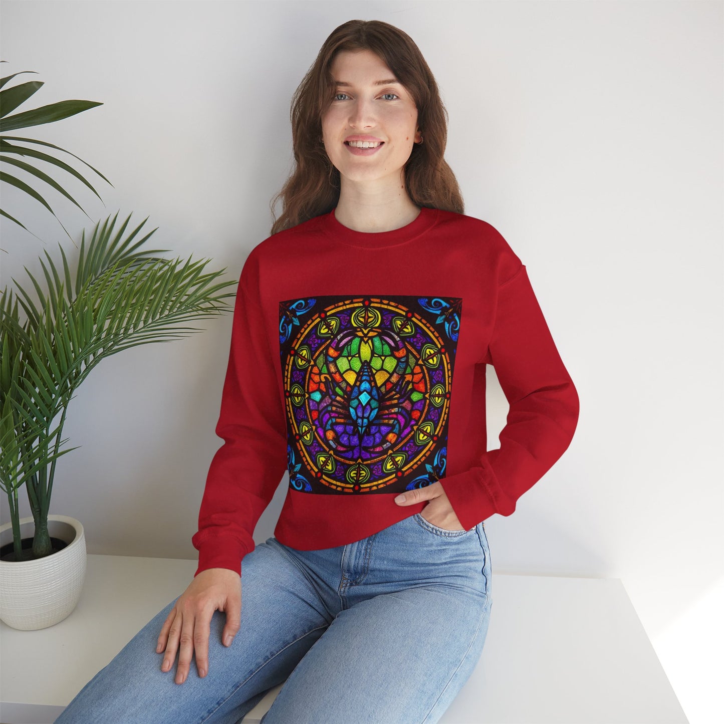 Unisex Heavy Blend™ Crewneck Sweatshirt, Glass 1, Scorpio Zodiac Design