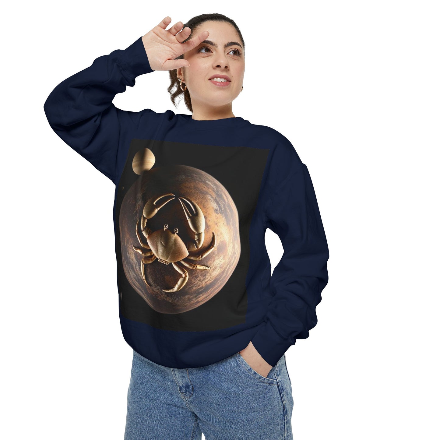Garment-Dyed Sweatshirt, Unisex, Space Animal Design v1, Cancer